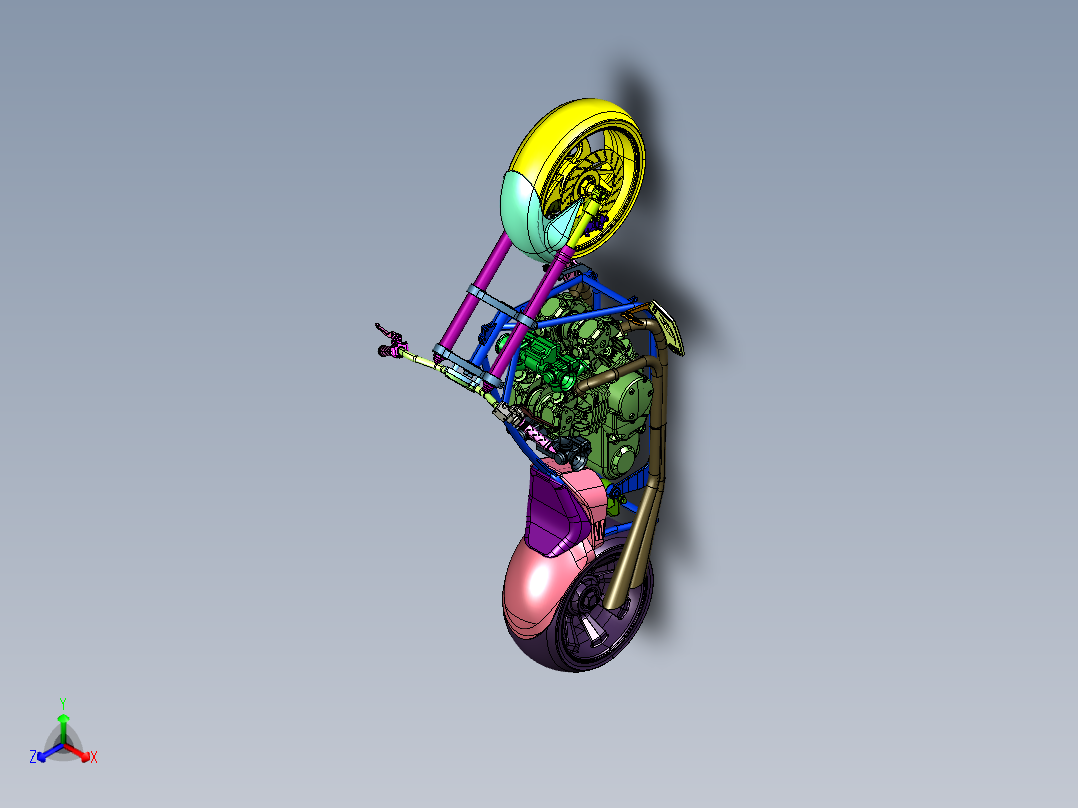 新复古美学的摩托车正等轴测图