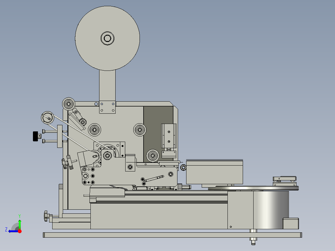 半自动裁切平面贴膜机右视图
