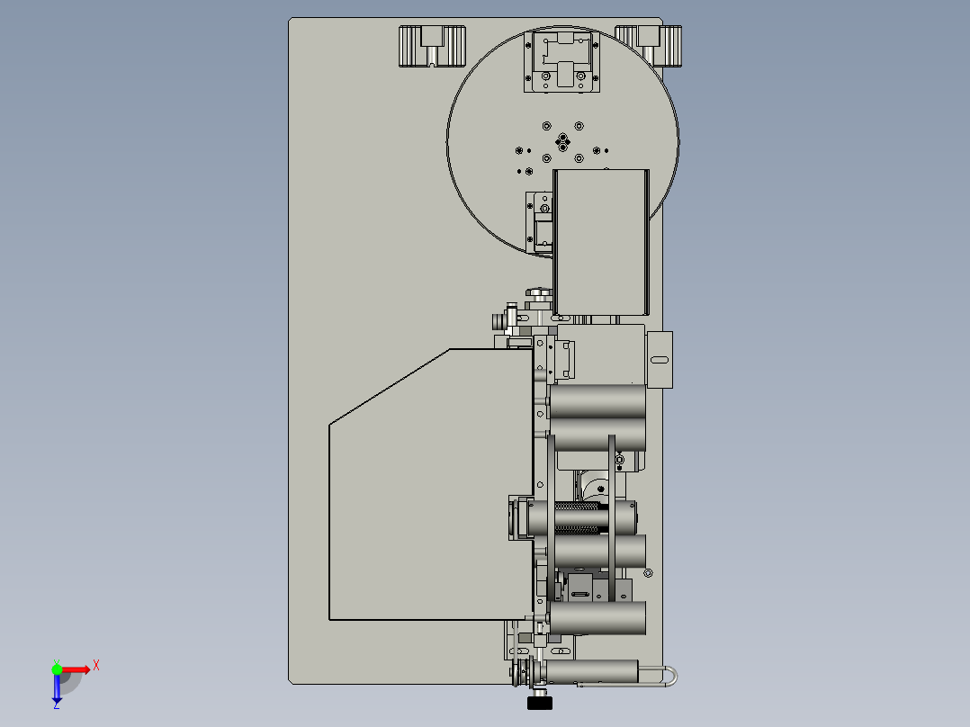半自动裁切平面贴膜机俯视图