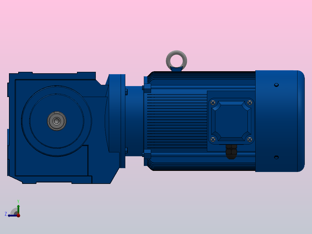 S37底脚轴伸式安装斜齿-蜗轮蜗杆减速机S37-Y0.18-4P-10.27-M1-0°-A+B右视图