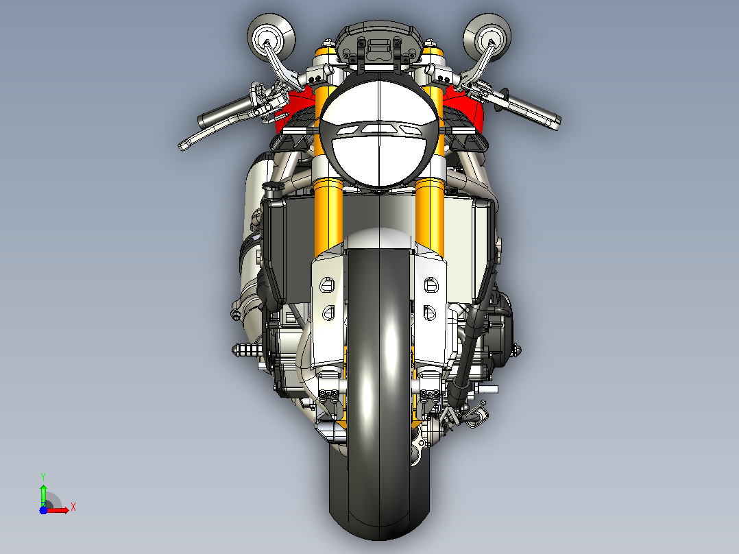 本田摩托车CATIA V5 r21模型前视图