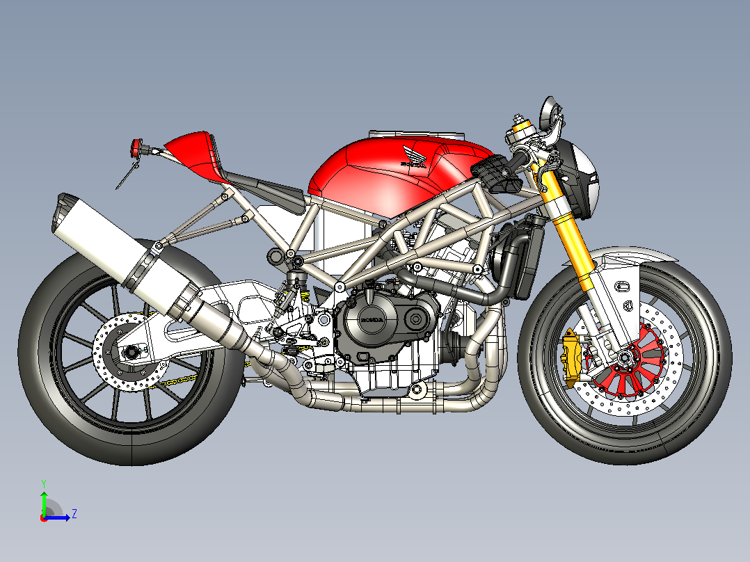 本田摩托车CATIA V5 r21模型左视图