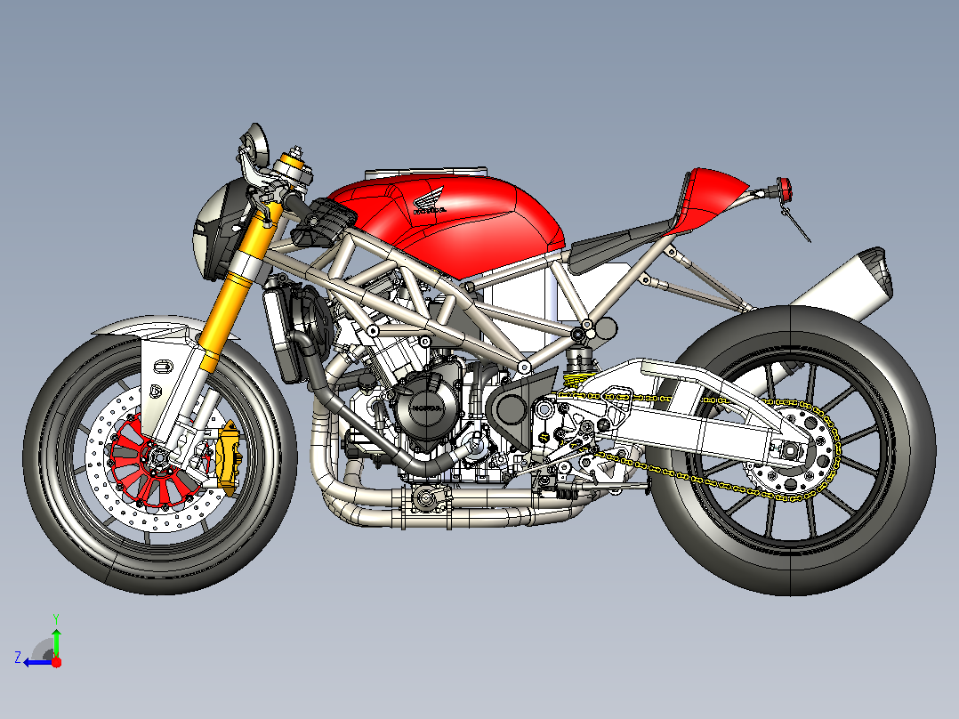 本田摩托车CATIA V5 r21模型右视图