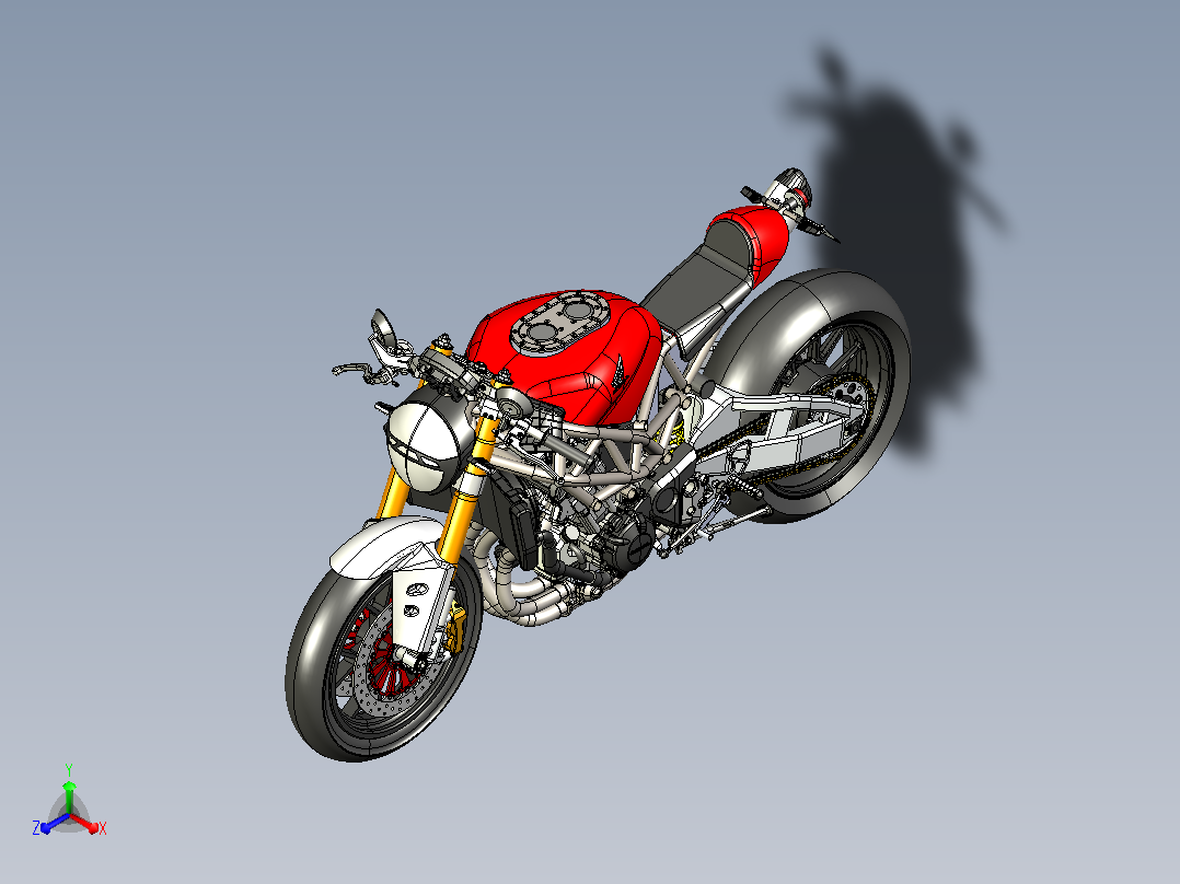 本田摩托车CATIA V5 r21模型正等轴测图