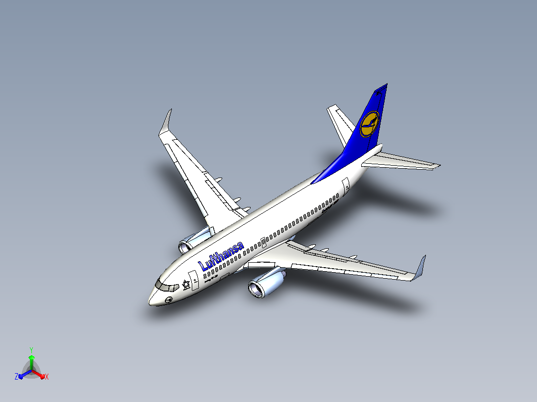 波音737客机飞机模型主视图