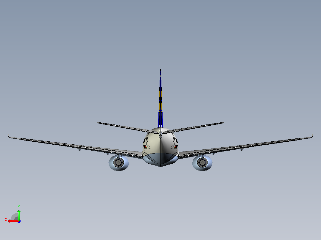 波音737客机飞机模型后视图