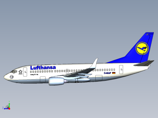 波音737客机飞机模型右视缩略图