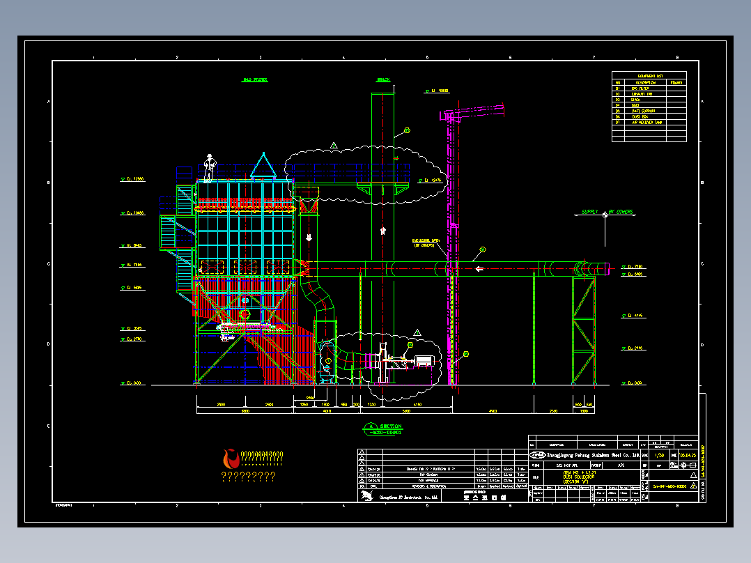 韩国设计5万风量布袋除尘器系统详图