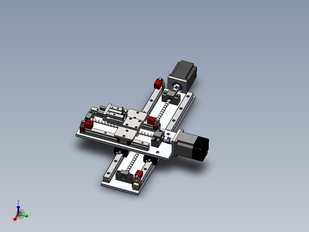 两轴丝杆型十字滑台3d图纸 +cad图 XY机械手丝杆型模组滑台3d模型