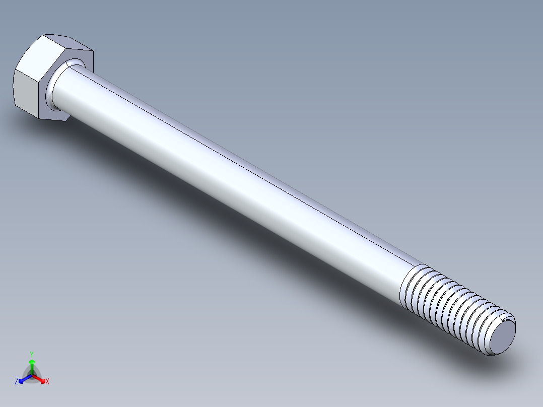 UNC 六角螺栓-Hex Bolt 0.3125-18 x 4正等轴测图