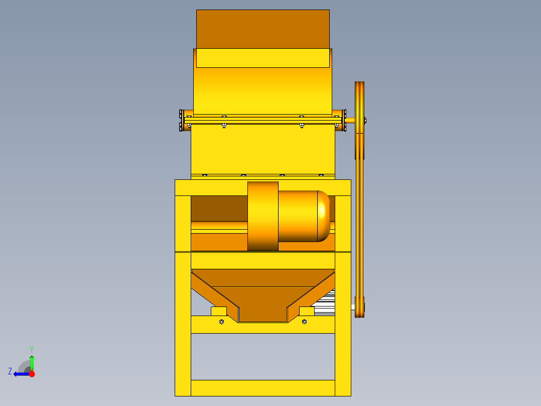 花生脱壳机模型设计含三维+CAD图纸右视图