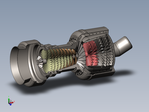 喷气发动机燃气轮机238---模型格式为 sw