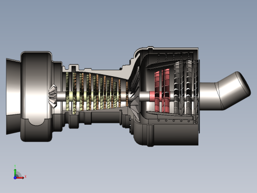 喷气发动机燃气轮机238---模型格式为 sw前视缩略图