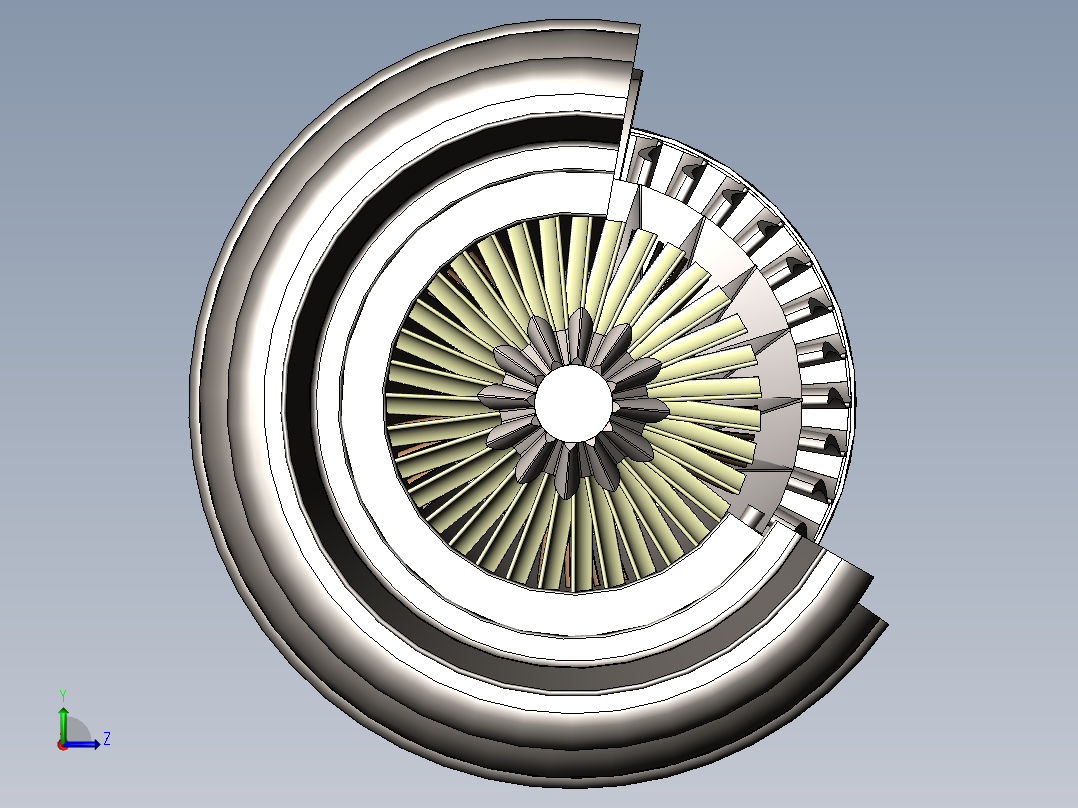 喷气发动机燃气轮机238---模型格式为 sw左视图