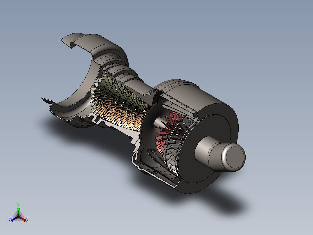 喷气发动机燃气轮机238---模型格式为 sw正等轴测图