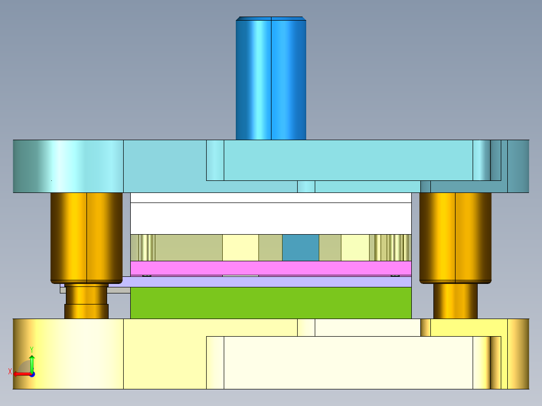 搭扣级进模（CAD图+Proe三维）后视图