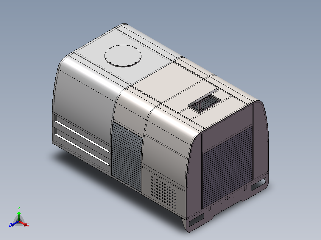 电控柜、路面养护车箱体正等轴测图
