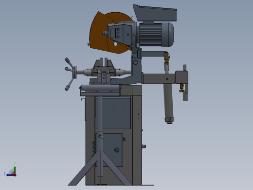 钢管切割机设计模型右视缩略图
