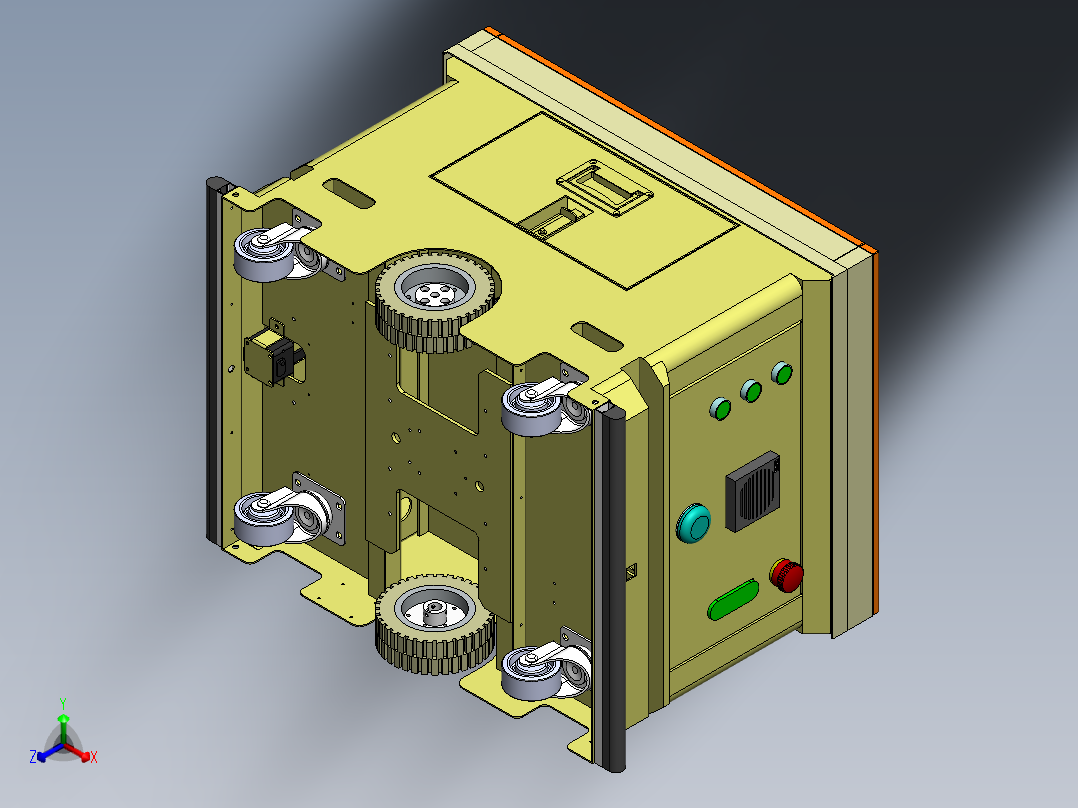 AB型非动力滚筒背负式AGV正等轴测图