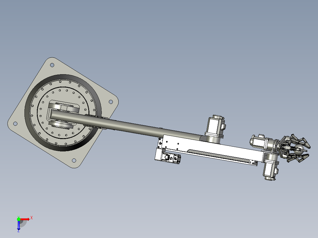 可控直线杠杆伸缩式摘果机俯视图