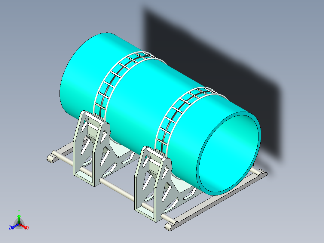 大型钢管360度旋转设计正等轴测图