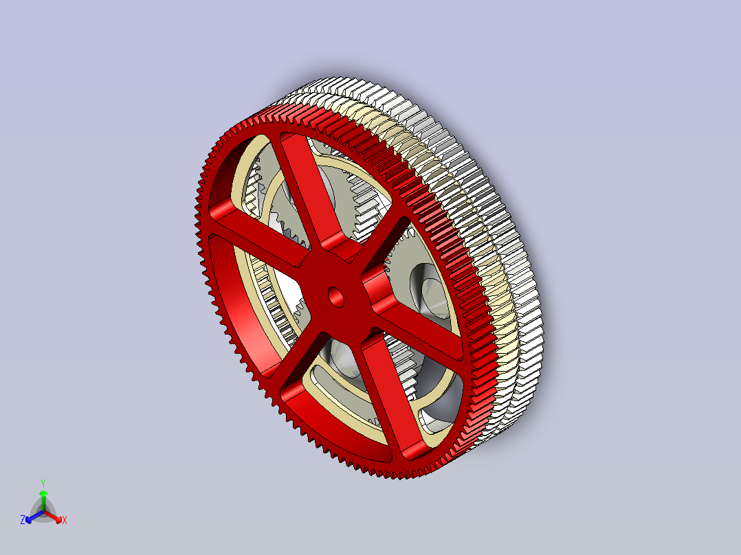 带外啮合正齿轮的行星齿轮主视图