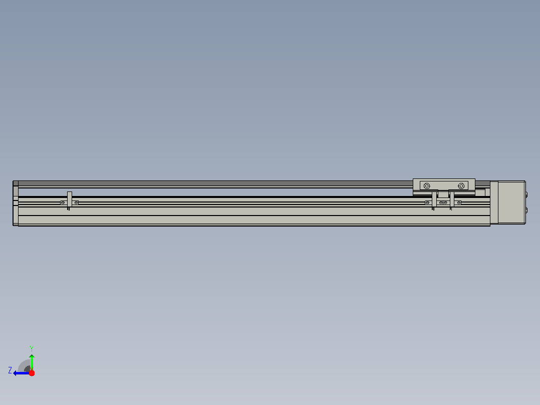 SYS12-BL-500-200W滚珠花健、支撑座、滚珠丝杠、交叉导轨、直线模组.STEP右视图