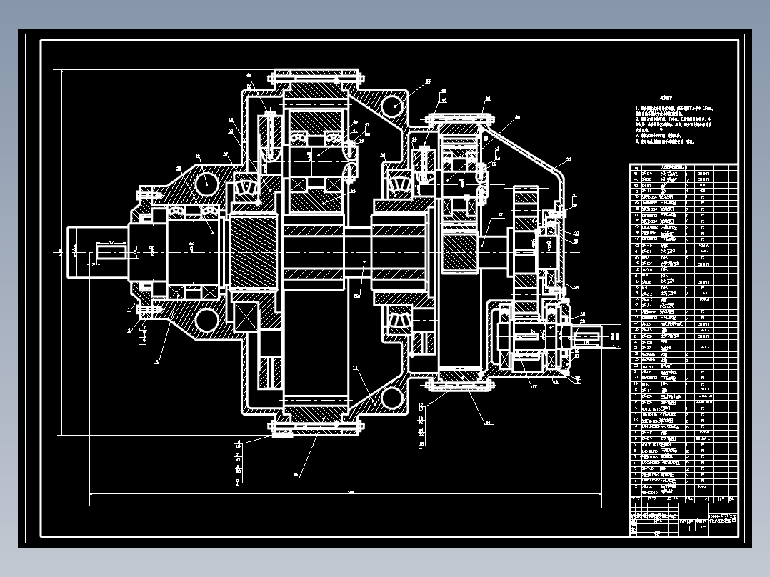 风力发电机齿轮增速器设计CAD图纸说明机械设计 机械设计素材