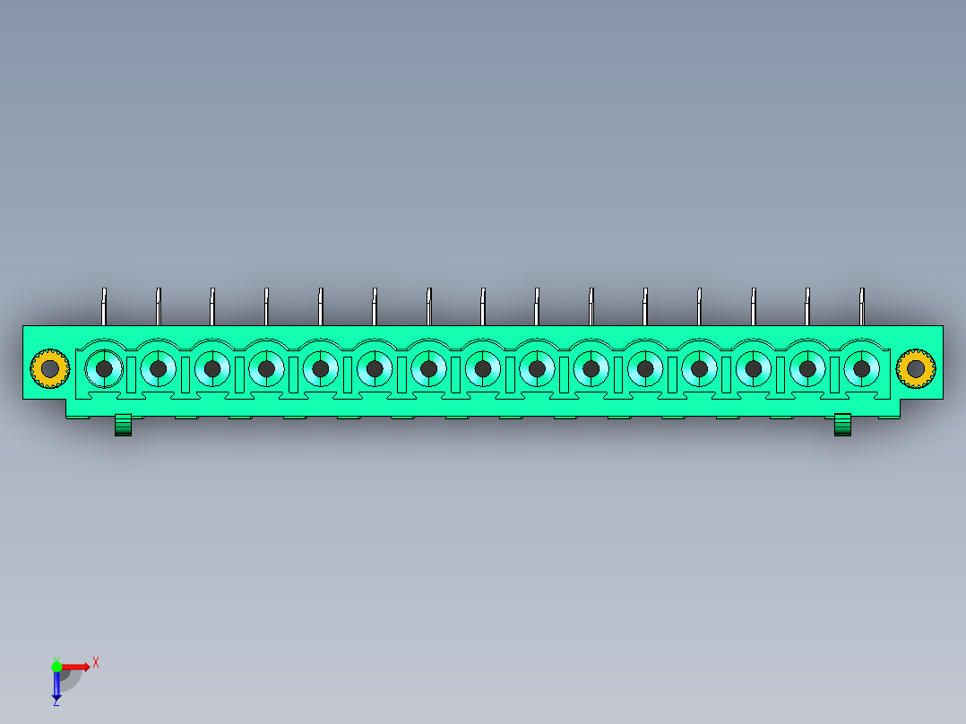 DEGSON 2EDG（M） 系列 5.0mm 螺丝锁紧可插拔接线端子组-2EDGAM-5.0-15P-14-00AH俯视图