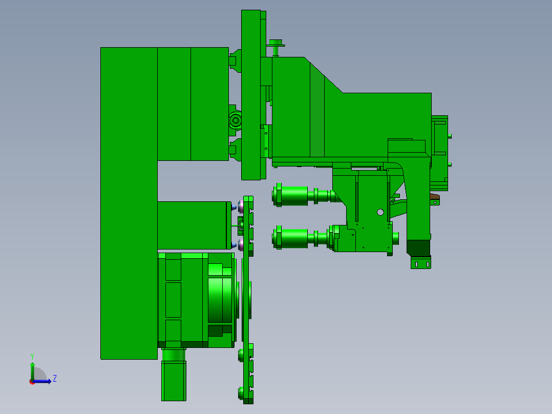 立式双交换台加工中心左视图