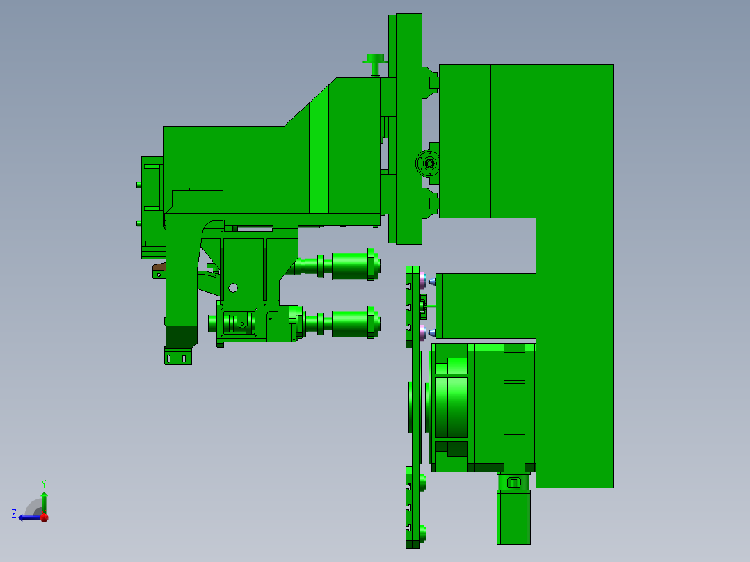立式双交换台加工中心右视图