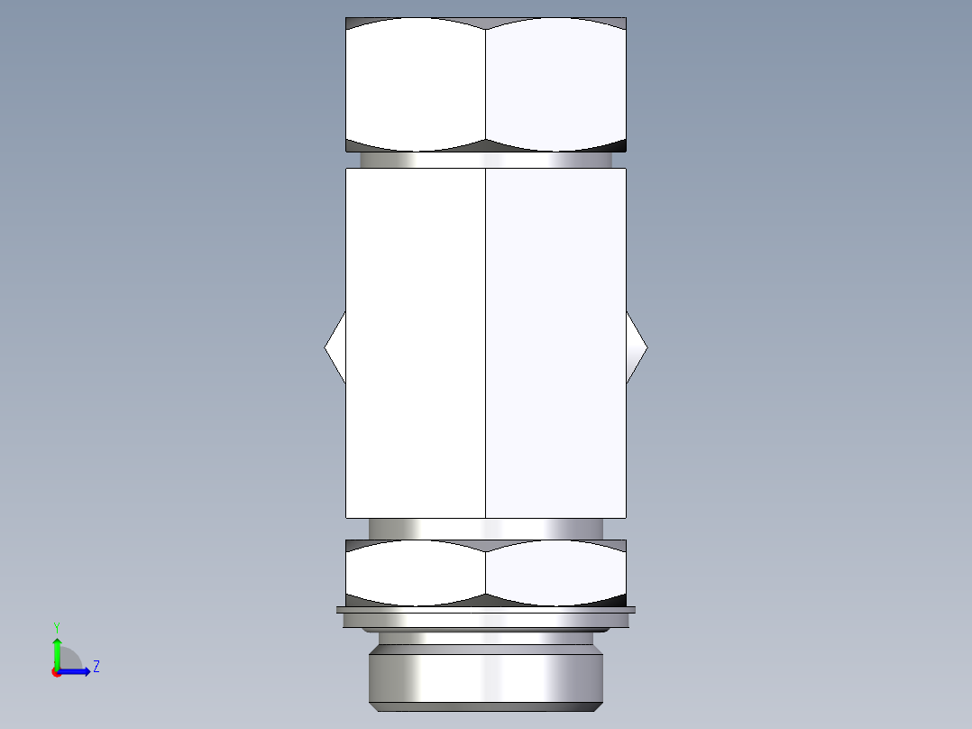 卡套式工业通用硬管接头EO_Adjustable_locknut_run_tee_LEE35LRCF左视图