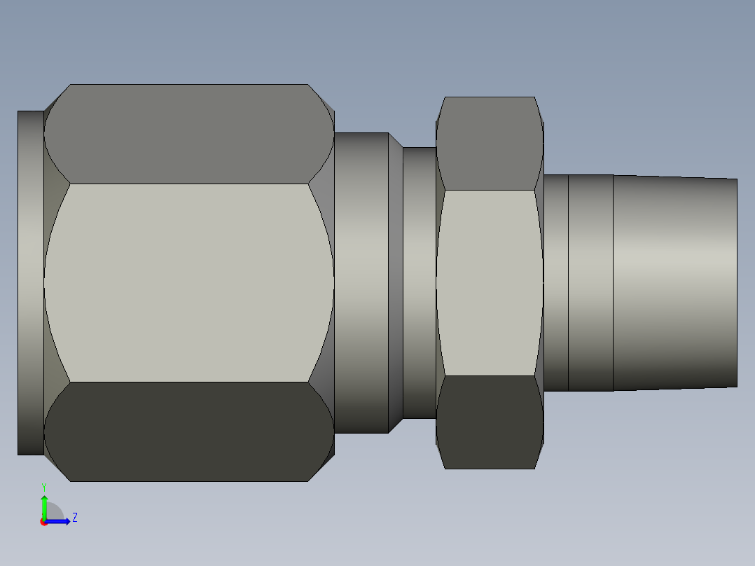 卡套式工业通用硬管接头10-6_fbu-s左视图