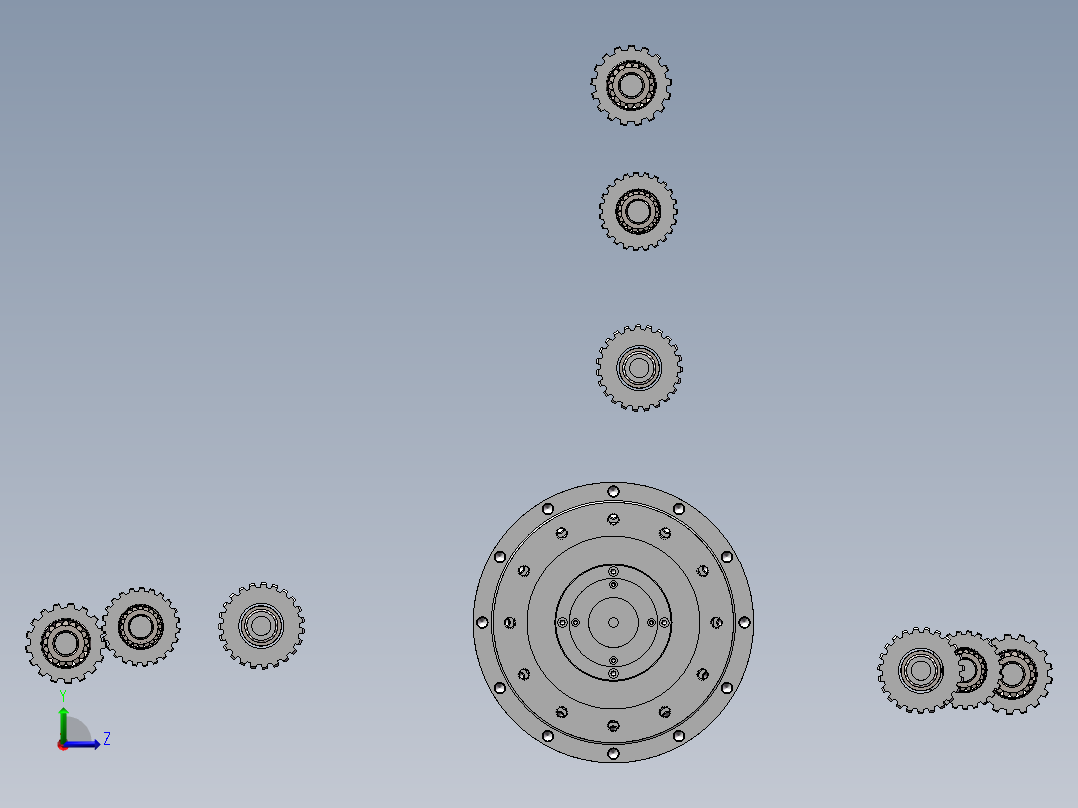1.5MW风力发电机组BJ1500变桨齿轮箱设计与仿真分析（二维+三维+说明书）左视图