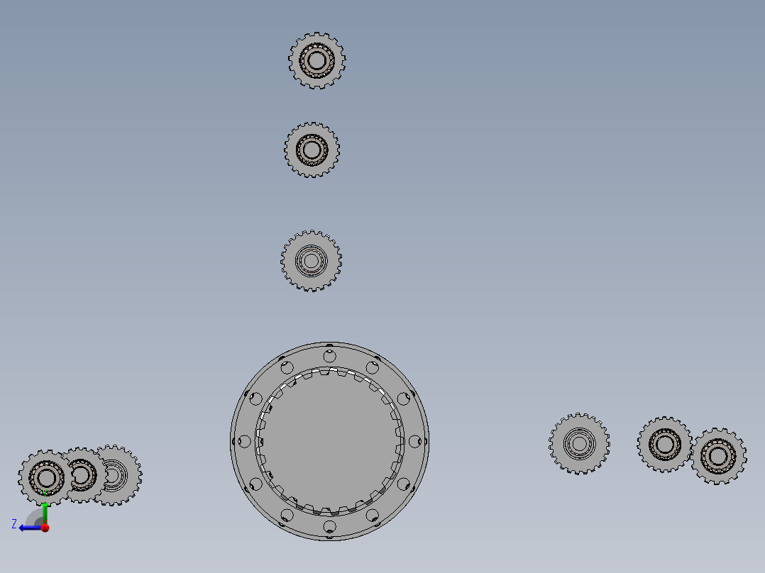 1.5MW风力发电机组BJ1500变桨齿轮箱设计与仿真分析（二维+三维+说明书）右视图
