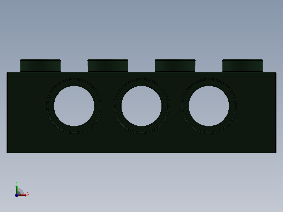 乐高机械组积木（横梁）-4260494 - 3701 Earth Green Technic Brick 1 x 4 with Holes前视图