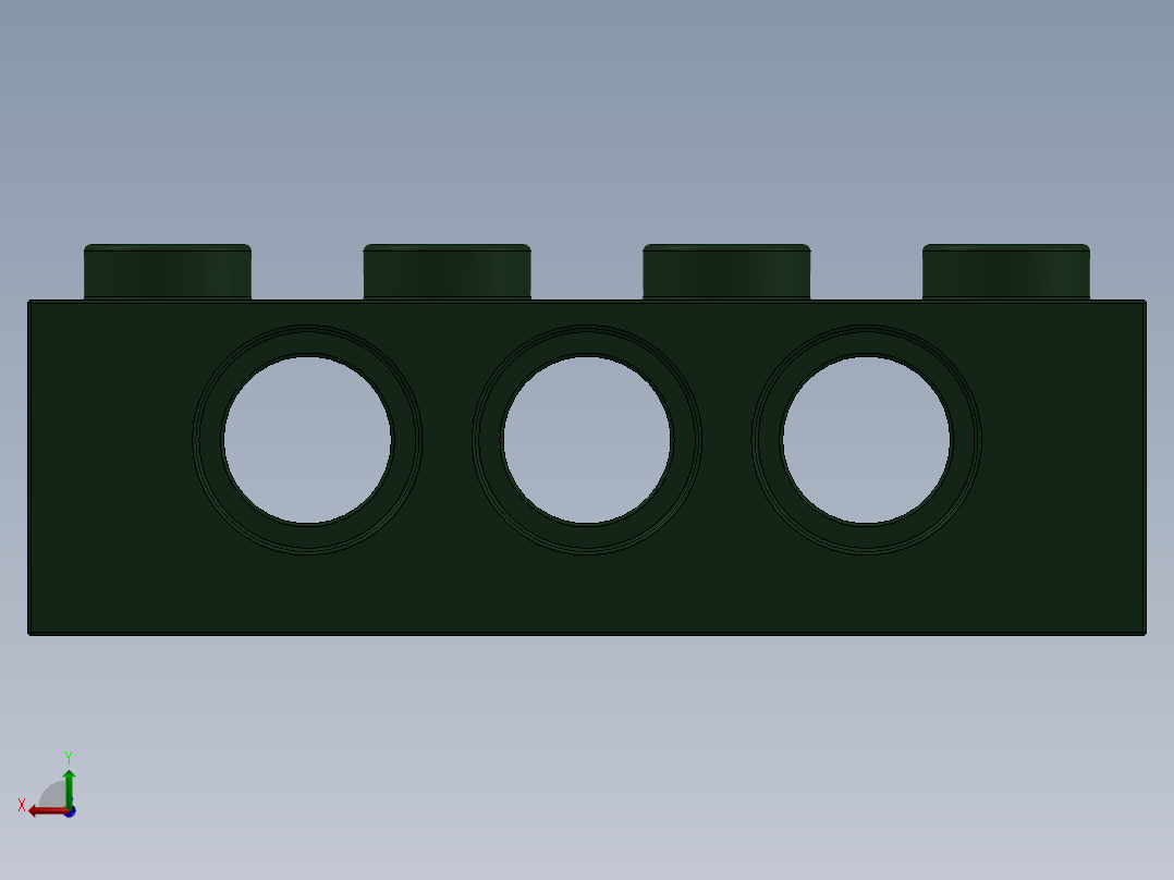 乐高机械组积木（横梁）-4260494 - 3701 Earth Green Technic Brick 1 x 4 with Holes后视图