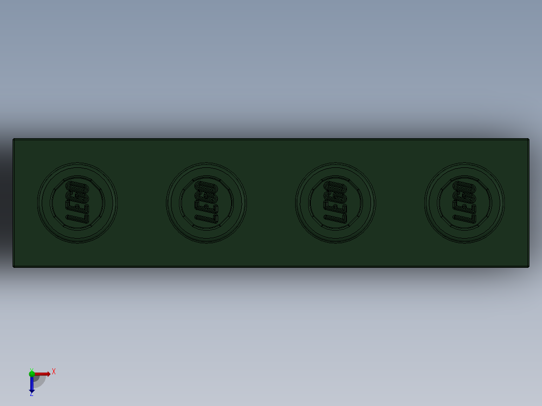 乐高机械组积木（横梁）-4260494 - 3701 Earth Green Technic Brick 1 x 4 with Holes俯视图