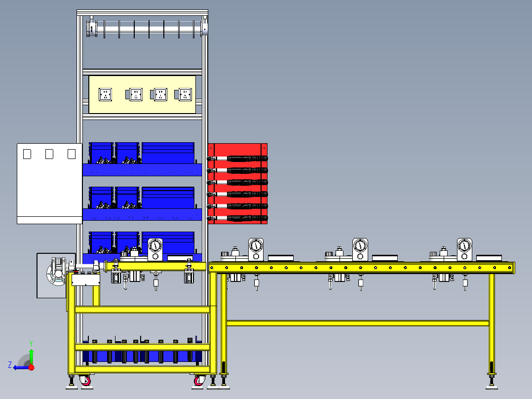 自动翻转+人工组装线sw21可编辑右视图