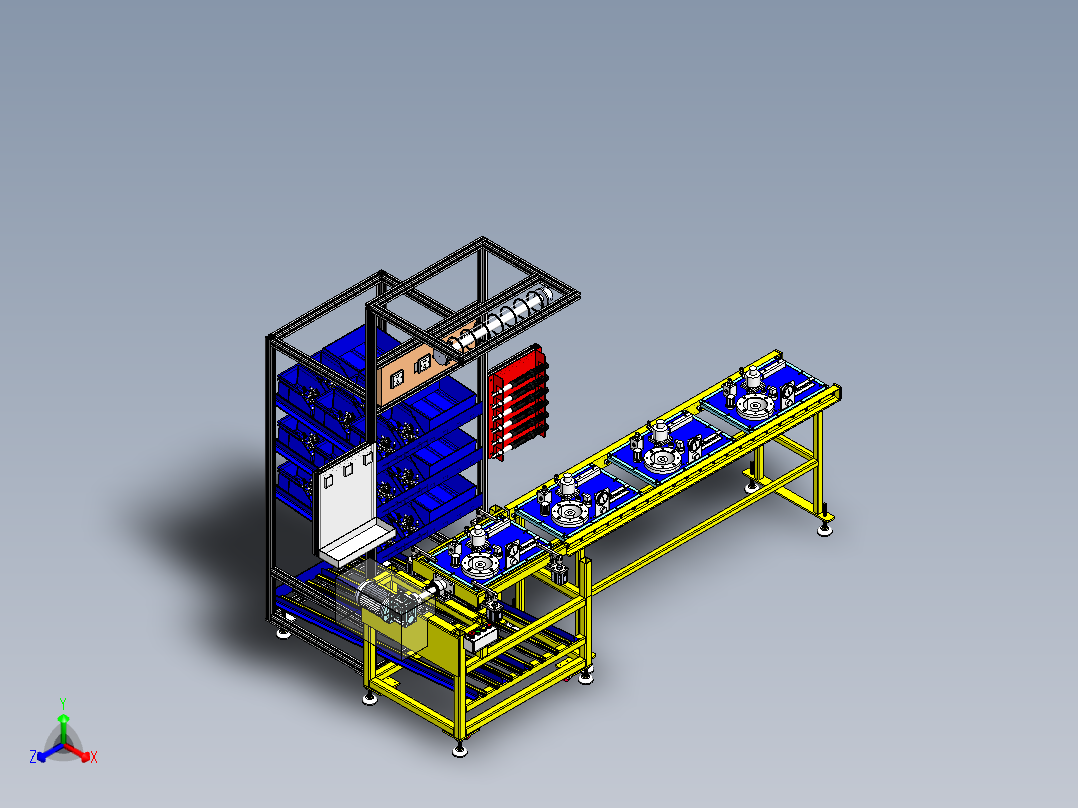 自动翻转+人工组装线sw21可编辑正等轴测图