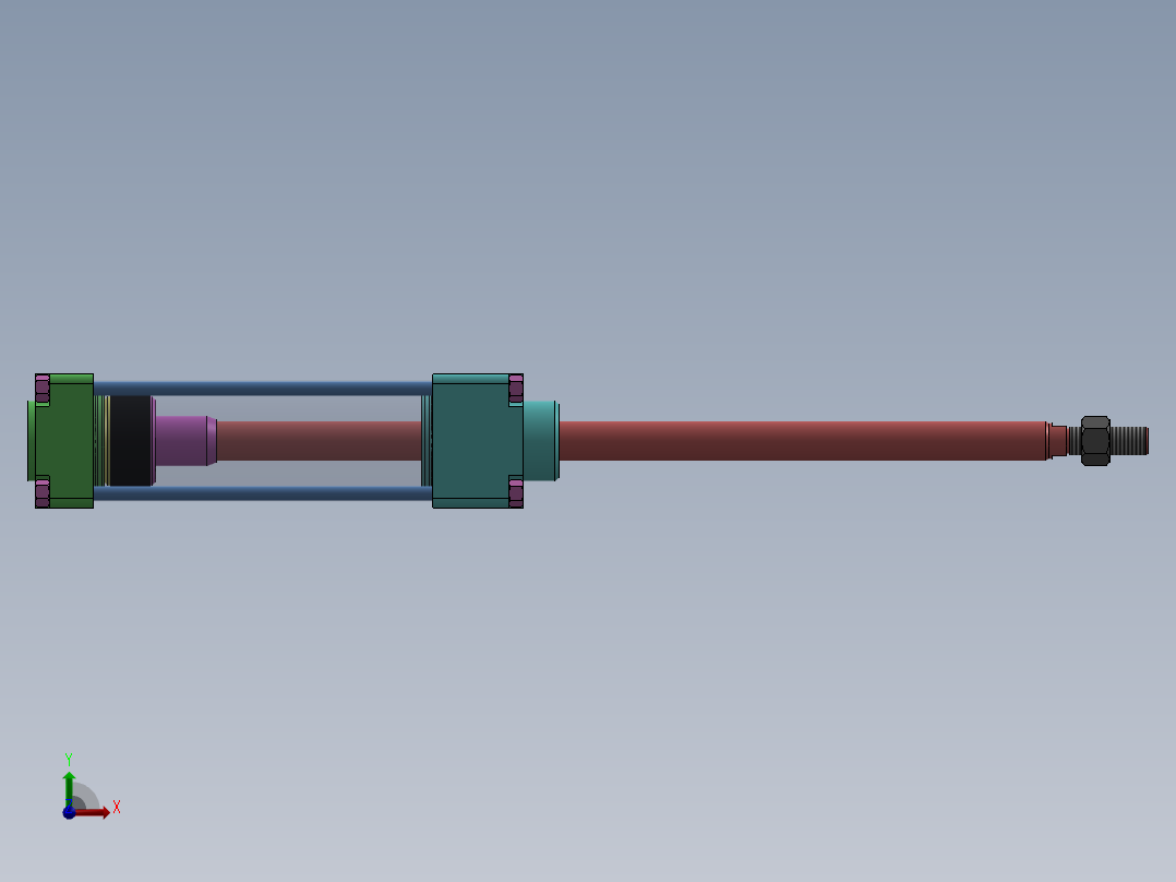 横拉杆气缸（带库欣）63x22x150 mm前视图