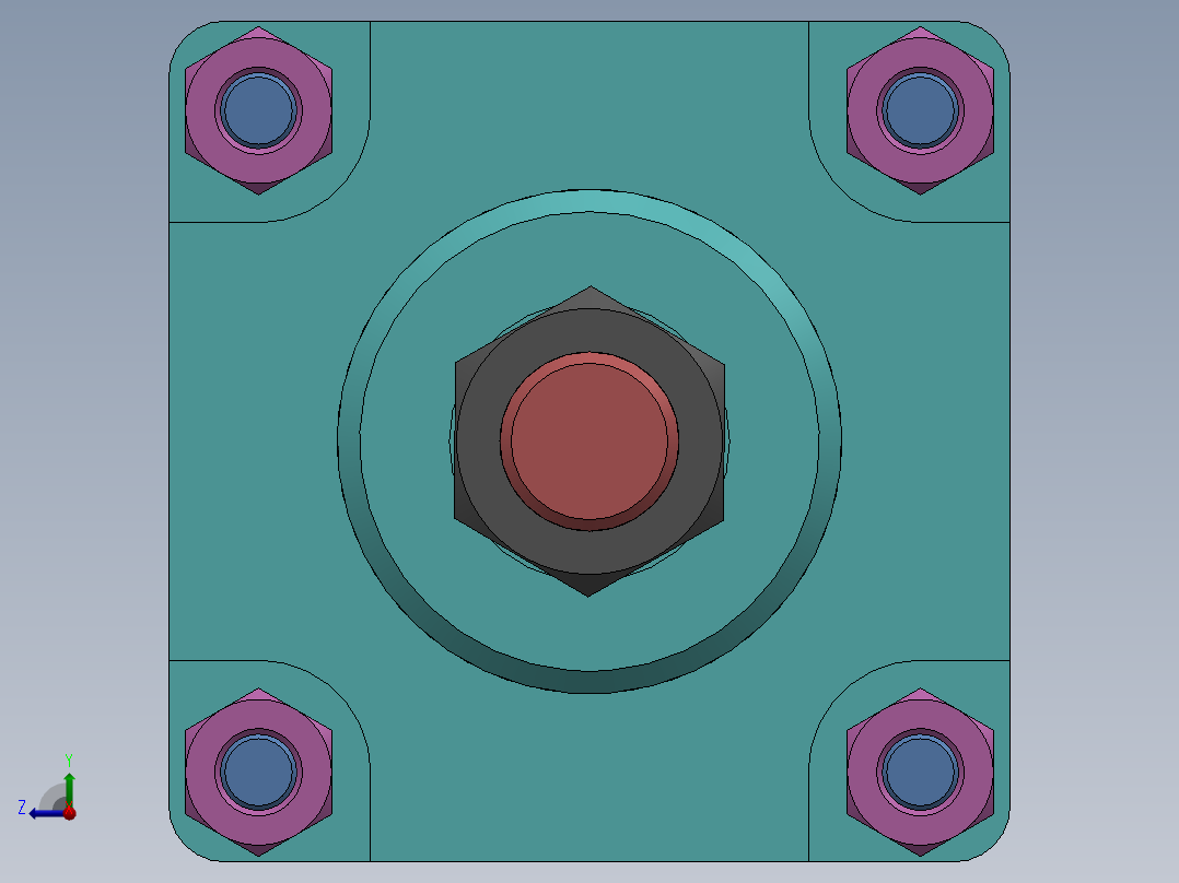 横拉杆气缸（带库欣）63x22x150 mm右视图