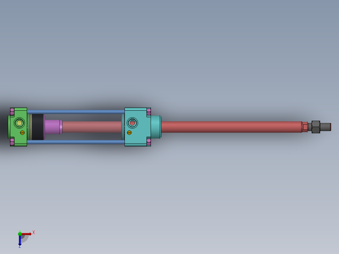 横拉杆气缸（带库欣）63x22x150 mm俯视图