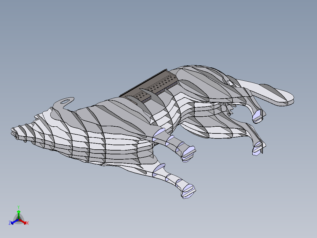 拼装结构狼烧烤架正等轴测图