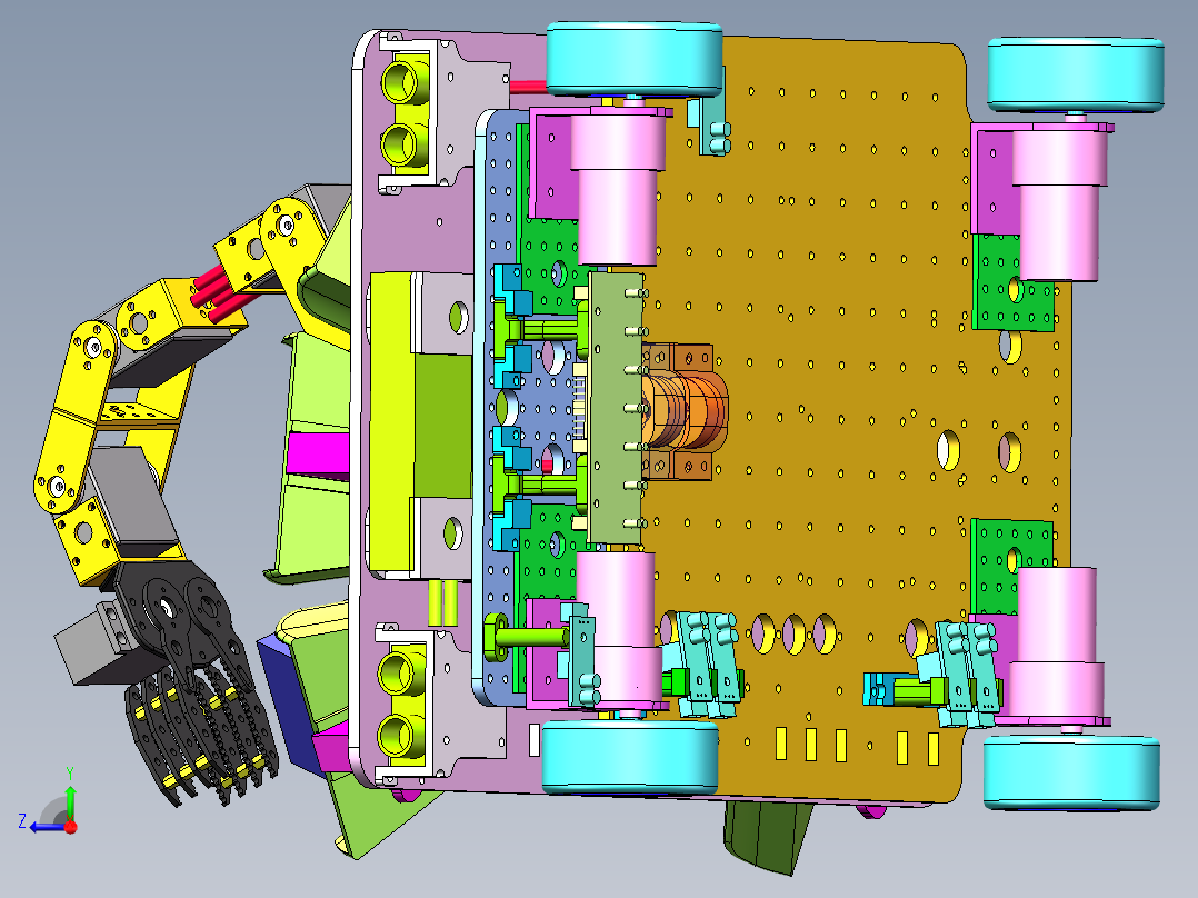 C20421-底盘悬挂带机械臂智能循迹小车右视图