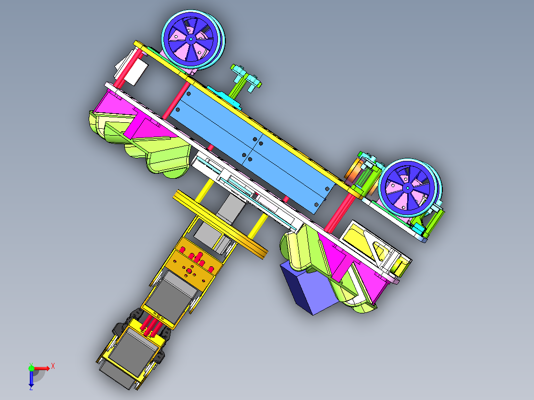 C20421-底盘悬挂带机械臂智能循迹小车俯视图