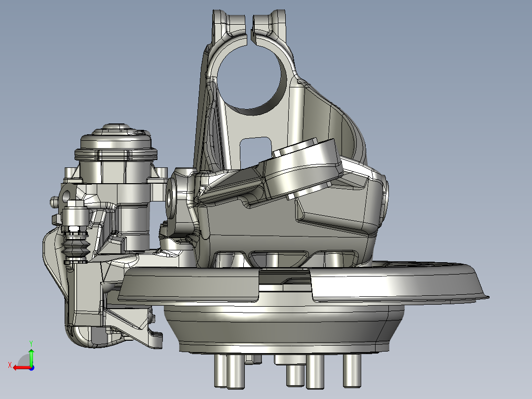 汽车后轮制动系统后视图