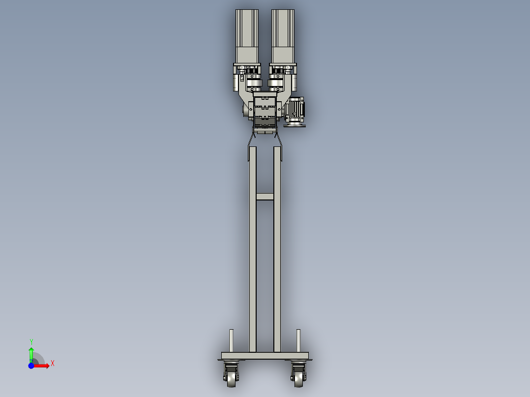 生产线中的排状夹瓶装置前视图