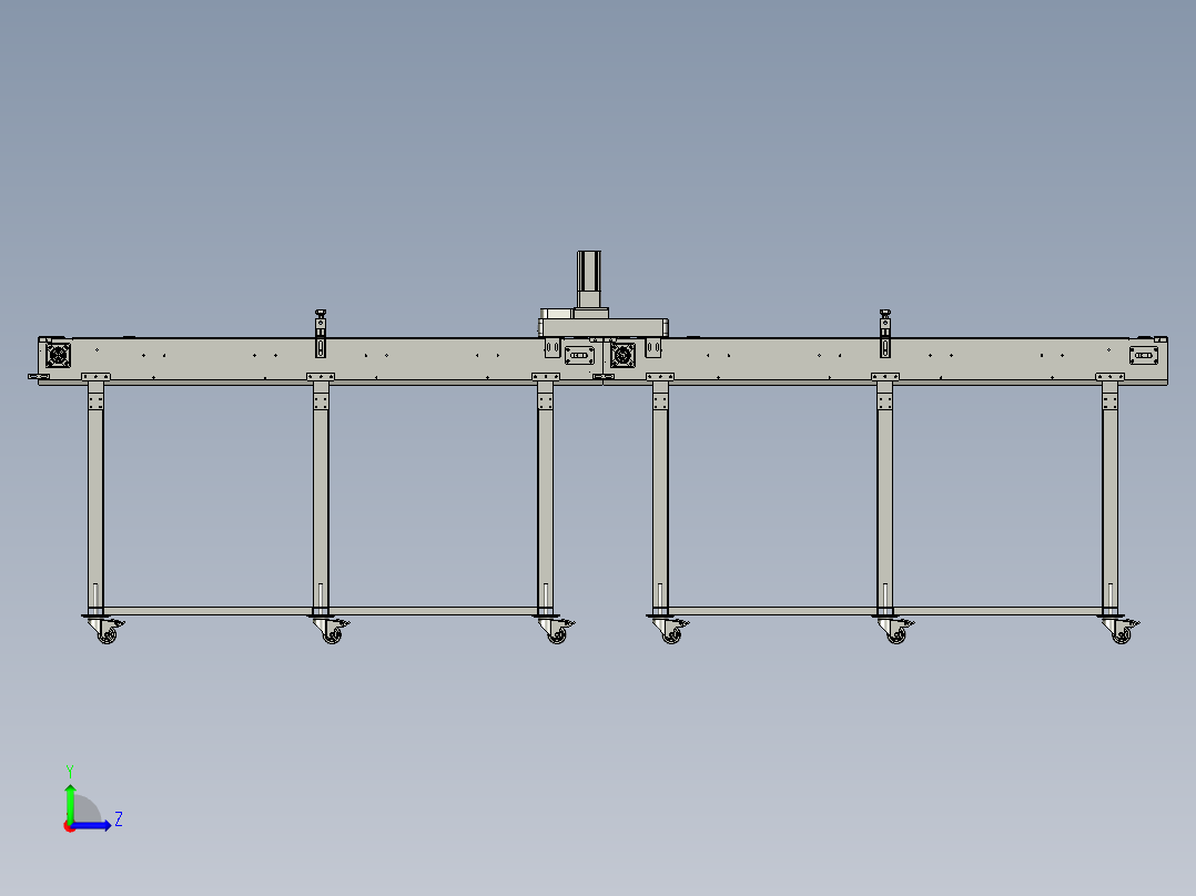 生产线中的排状夹瓶装置左视图
