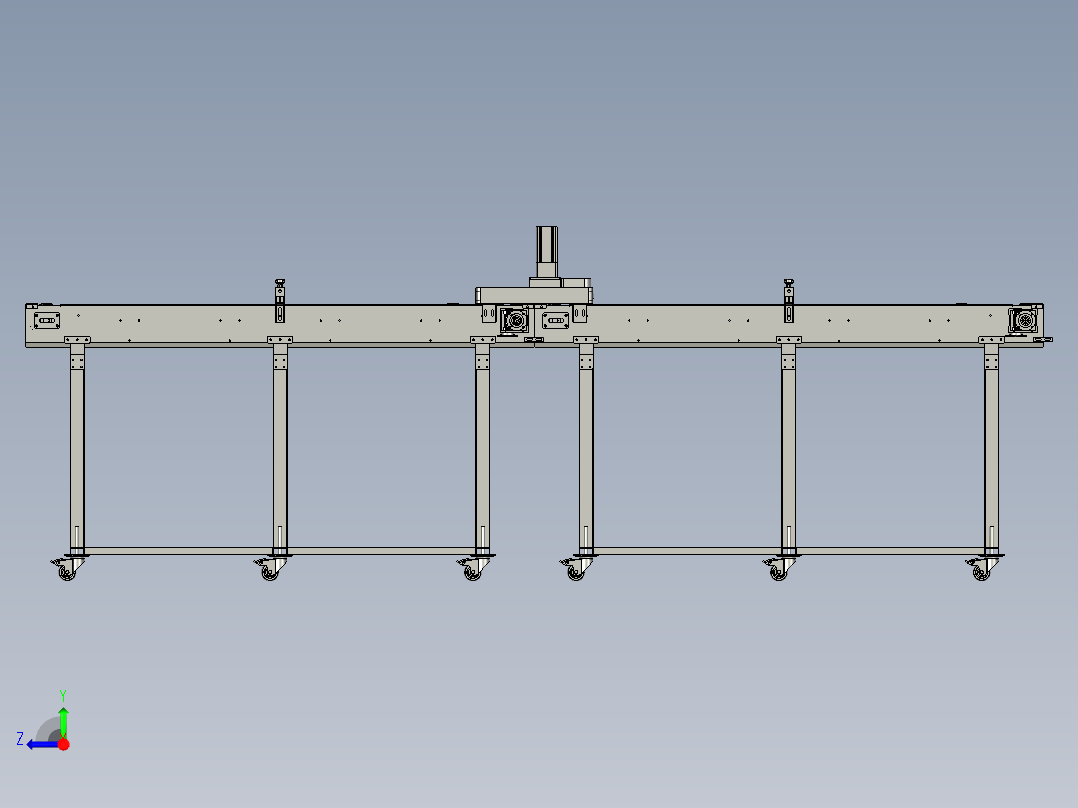 生产线中的排状夹瓶装置右视图
